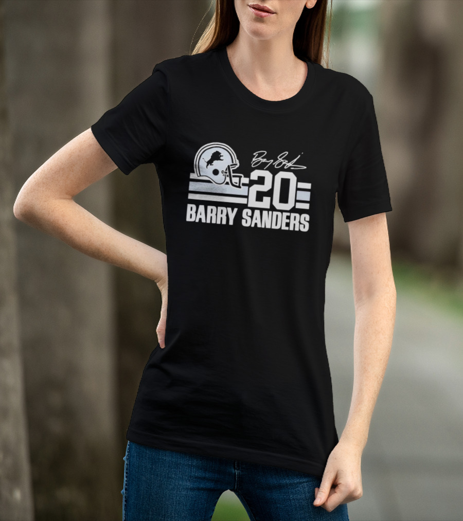 Detroit Lions Barry Sanders 20 Helmet Stripes By BS Signature T-Shirt