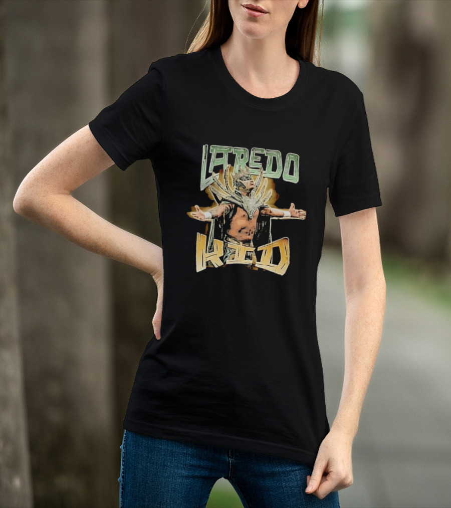 Laredo Kid Masked Luchador Arms Outstretched Distressed Luchador Champion T-Shirt