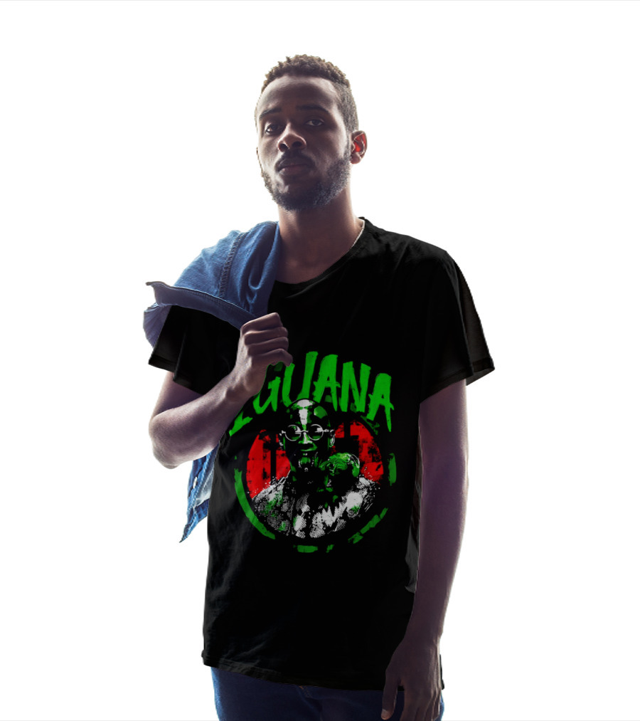 Mr Iguana Man Round Sunglasses Lizard Red Distressed Bootleg T-Shirt