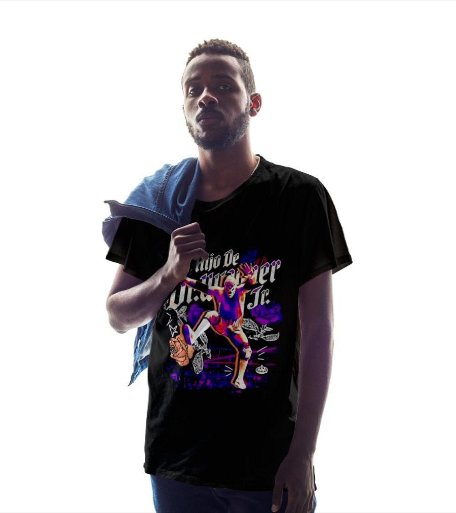 El Hijo De Dr Wagner Jr Masked Luchador Jumping Action With Roses Ring Combat T-Shirt