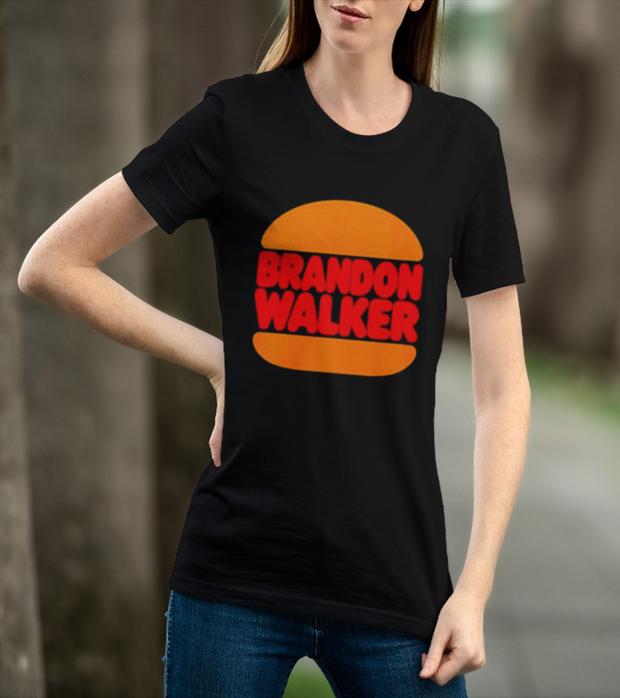 Brandon Walker Hamburger Bold Red Text Inside Orange Bun T-Shirt
