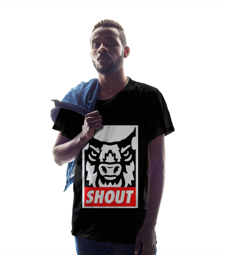 Shout Buffalo Bison Stylized Face T-Shirt