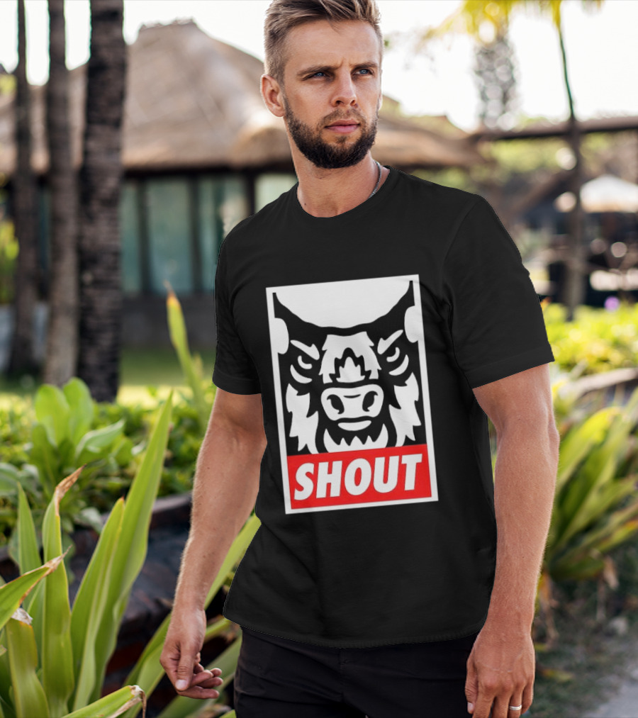 Shout Buffalo Bison Stylized Face T-Shirt