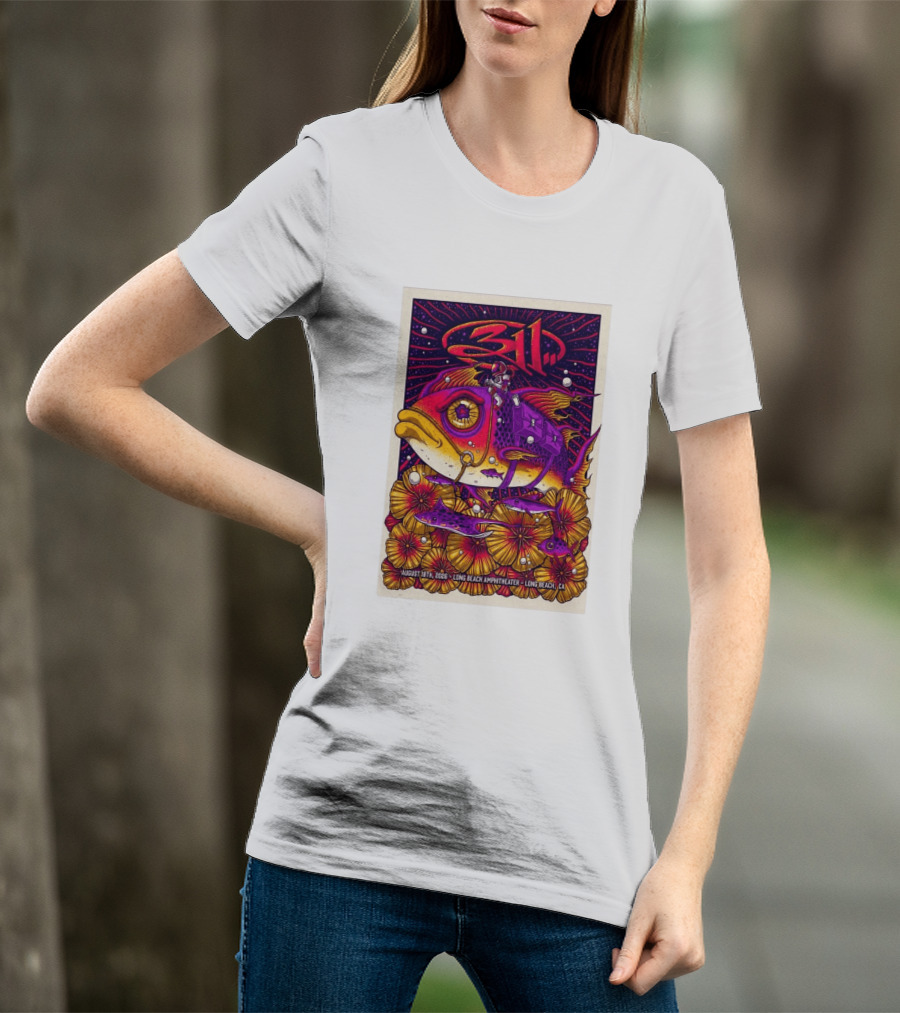 311 August 18 2026 Long Beach Amphitheater CA Psychedelic Fish And Astronaut T-Shirt
