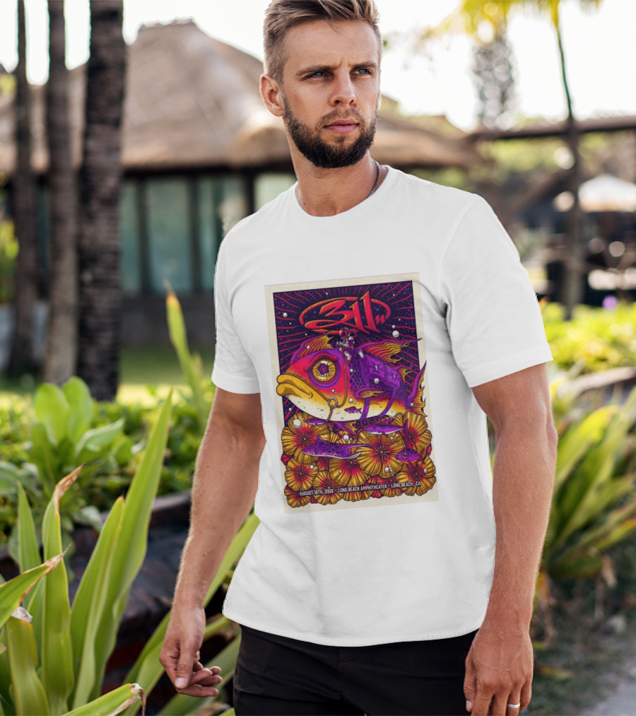 311 August 18 2026 Long Beach Amphitheater CA Psychedelic Fish And Astronaut T-Shirt