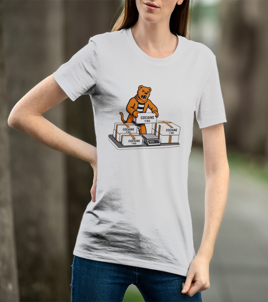 Cocaine 1 Kg Cartoon Orange Tiger Packages Scale T-Shirt