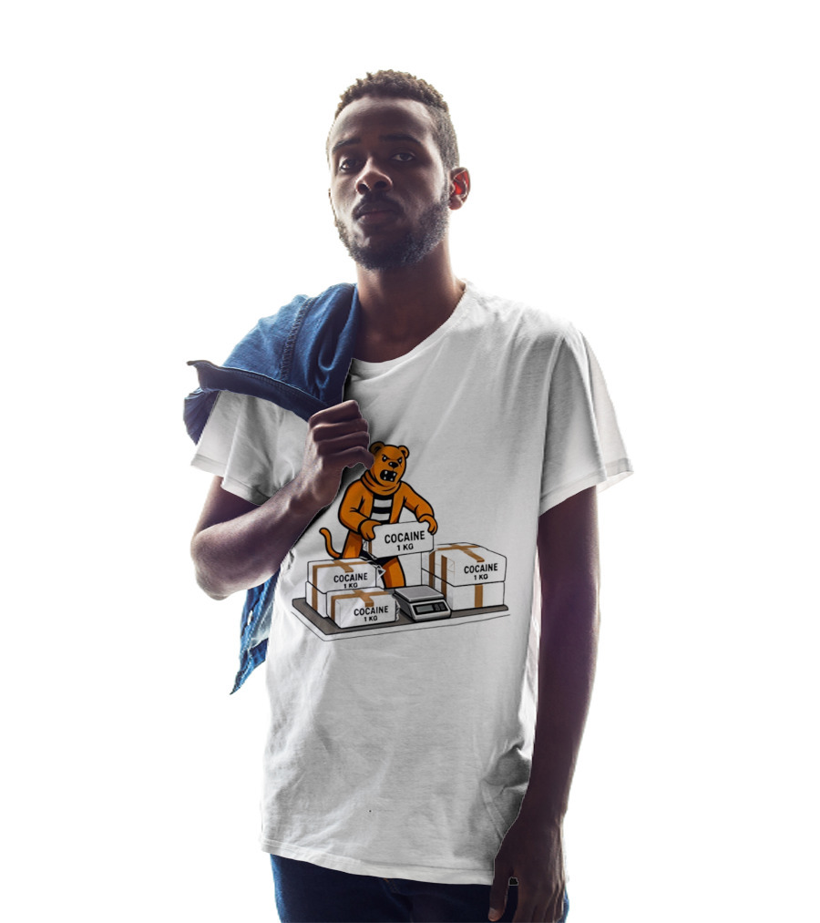 Cocaine 1 Kg Cartoon Orange Tiger Packages Scale T-Shirt