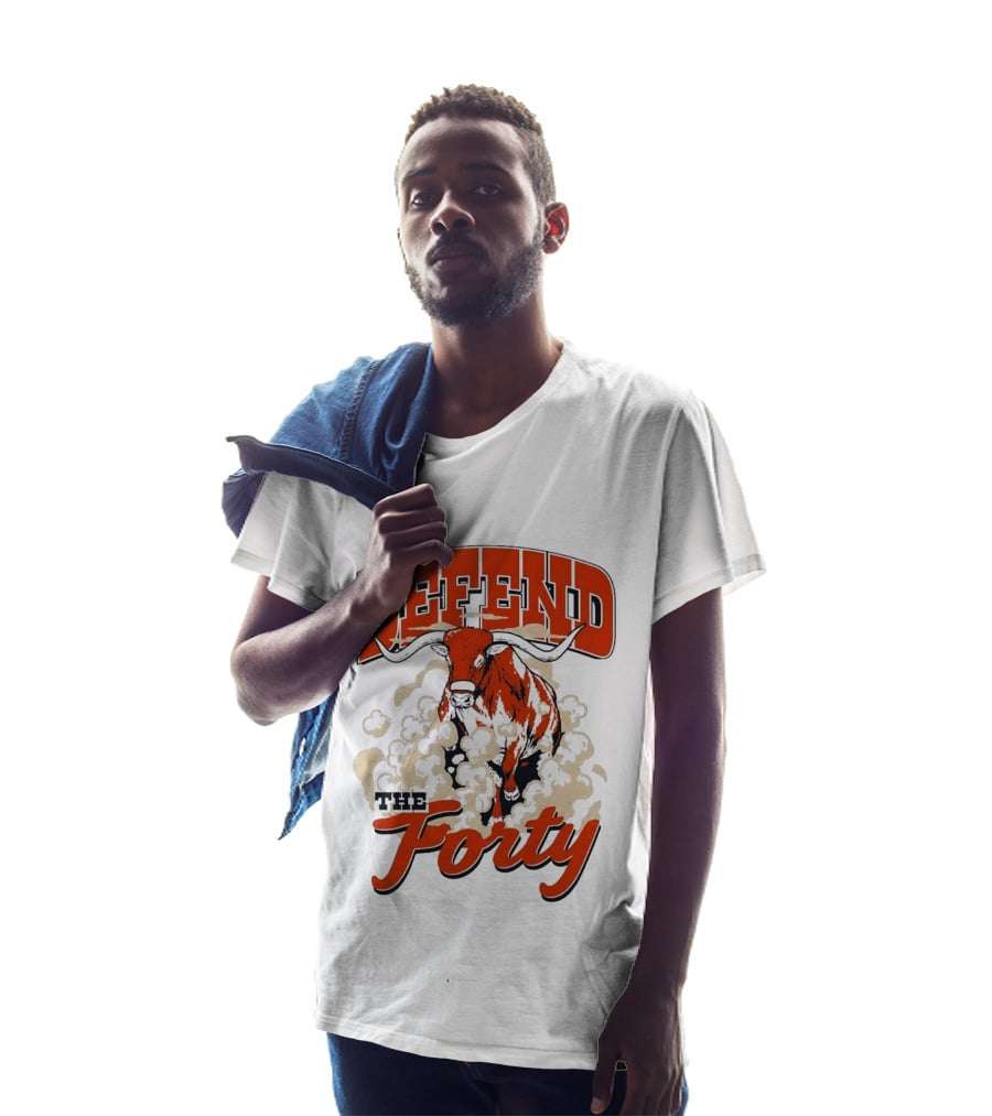 Defend The Forty Longhorn Bull Dust Clouds Halftone T-Shirt