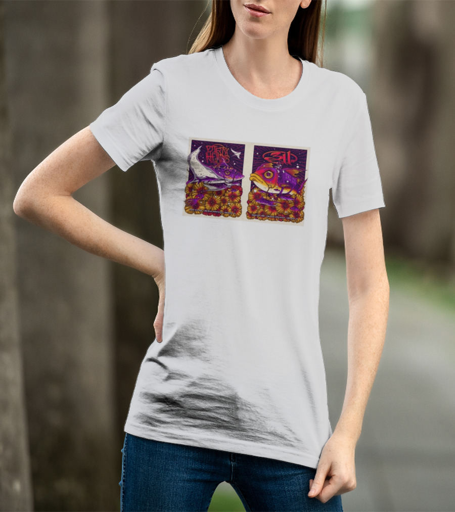 Dirty Heads 311 August 18 2026 Long Beach Amphitheater California Concert Art Colorful Fish Flowers T-Shirt