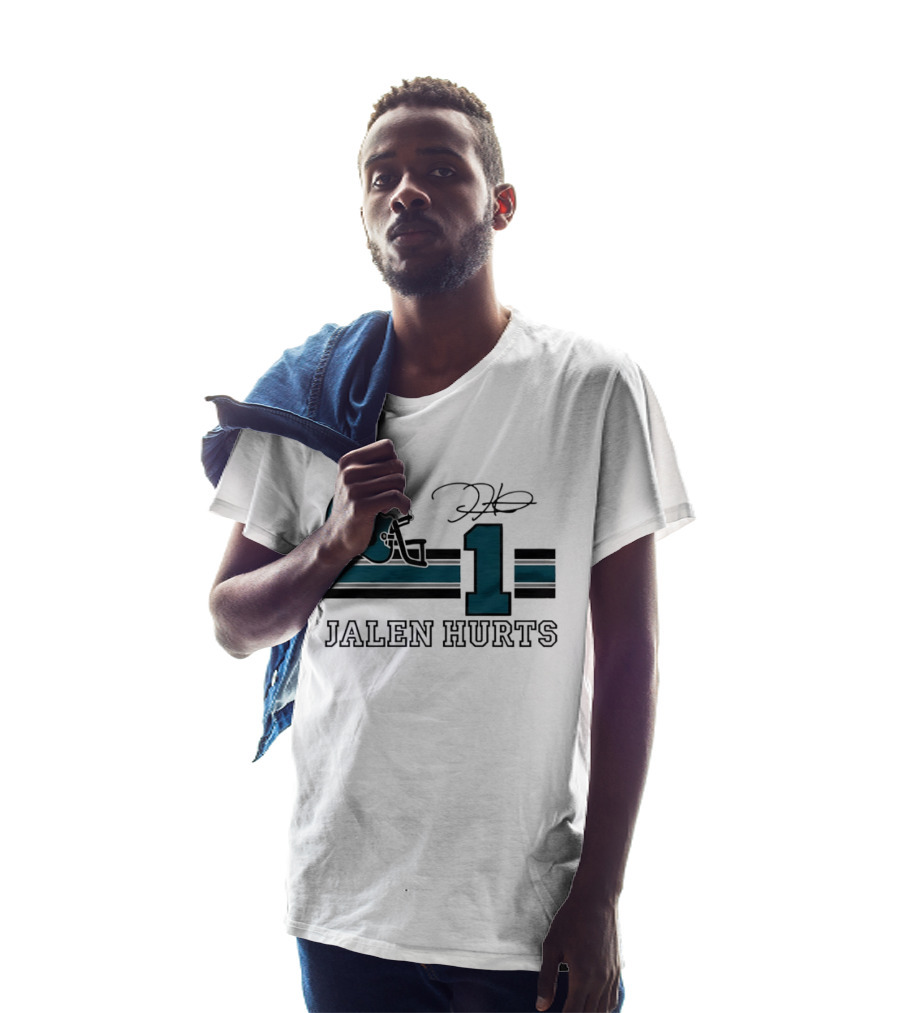 Philadelphia Eagles Jalen Hurts Helmet Number 1 Signature T-Shirt