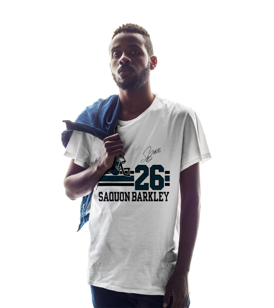 Philadelphia Eagles Saquon Barkley Helmet 26 Signature T-Shirt