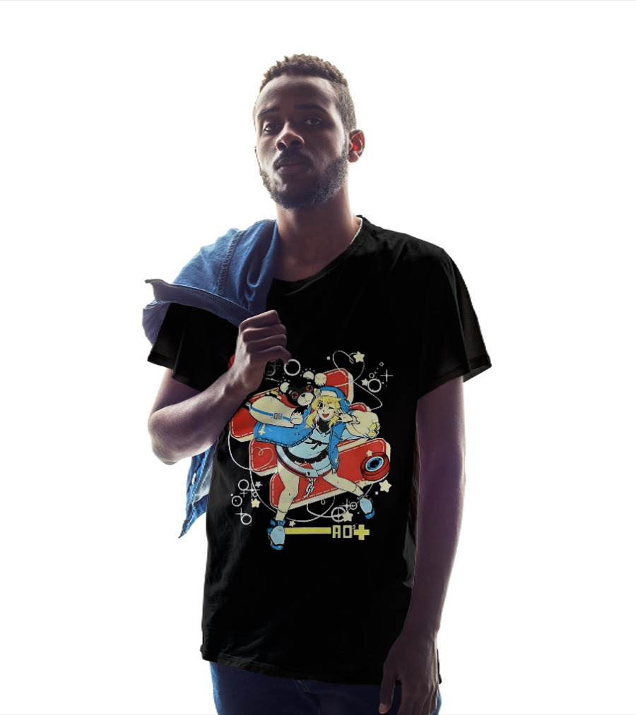 Ao2 Plus Anime Girl And Black Bear With Yoyo And Playful T-Shirt