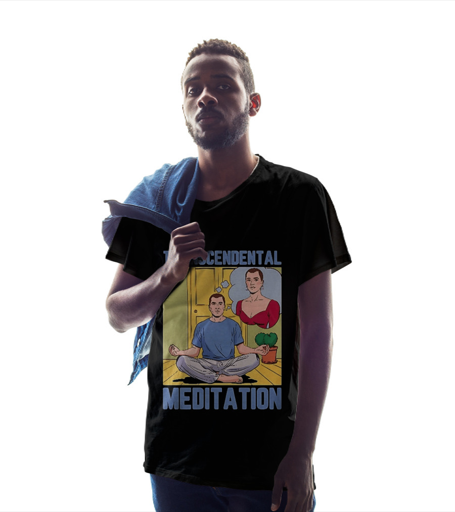 Transcendental Meditation Retro Comic Style Man Meditating Thought Bubble T-Shirt