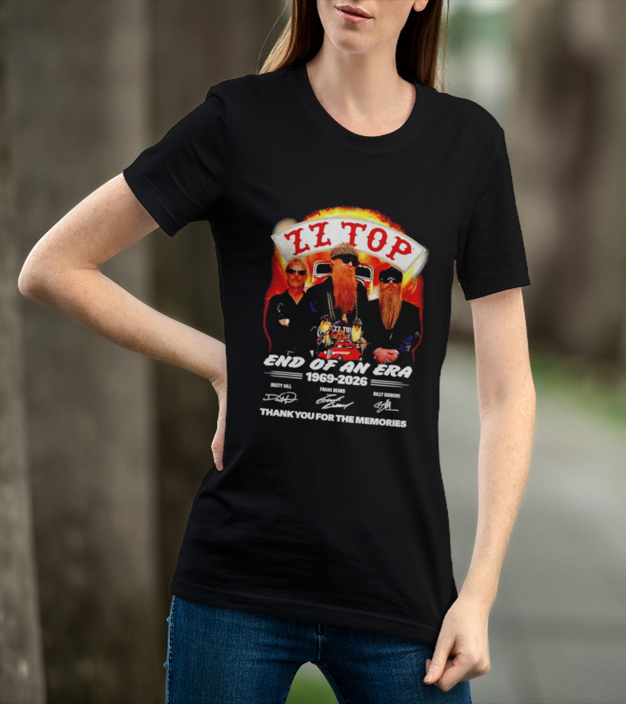 ZZ Top End Of An Era 1969 2026 Dusty Hill Frank Beard Billy Gibbons Thank You For The Memories T-Shirt