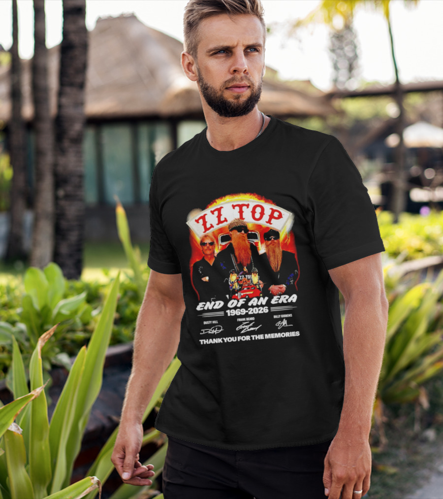 ZZ Top End Of An Era 1969 2026 Dusty Hill Frank Beard Billy Gibbons Thank You For The Memories T-Shirt
