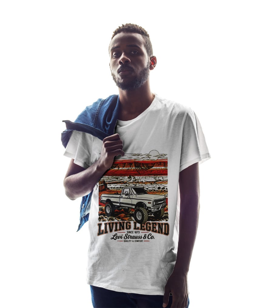 Living Legend Since 1873 Levi Strauss Co Vintage Truck Desert Scene T-Shirt
