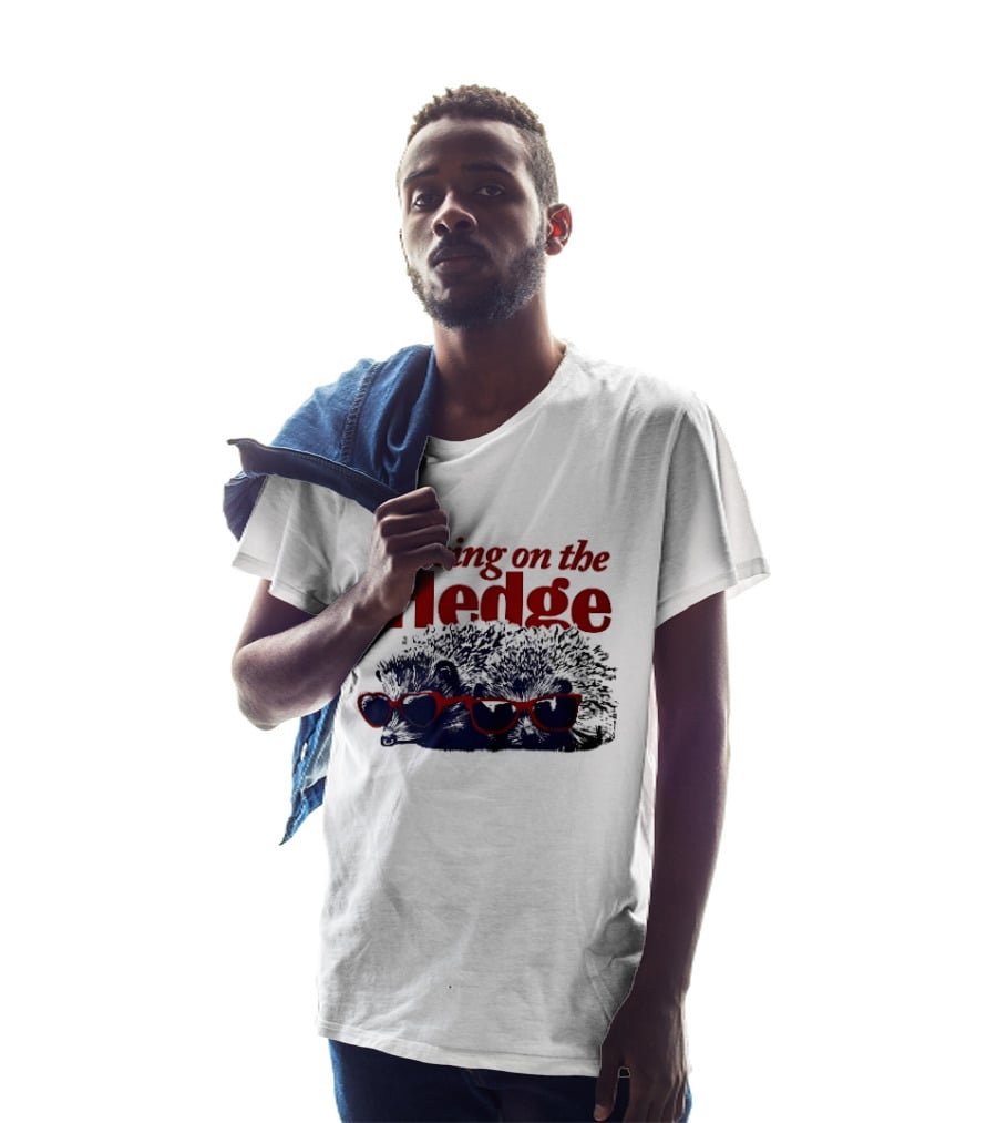 Living On The Hedge Hedgehogs Red Sunglasses Fun Pun T-Shirt