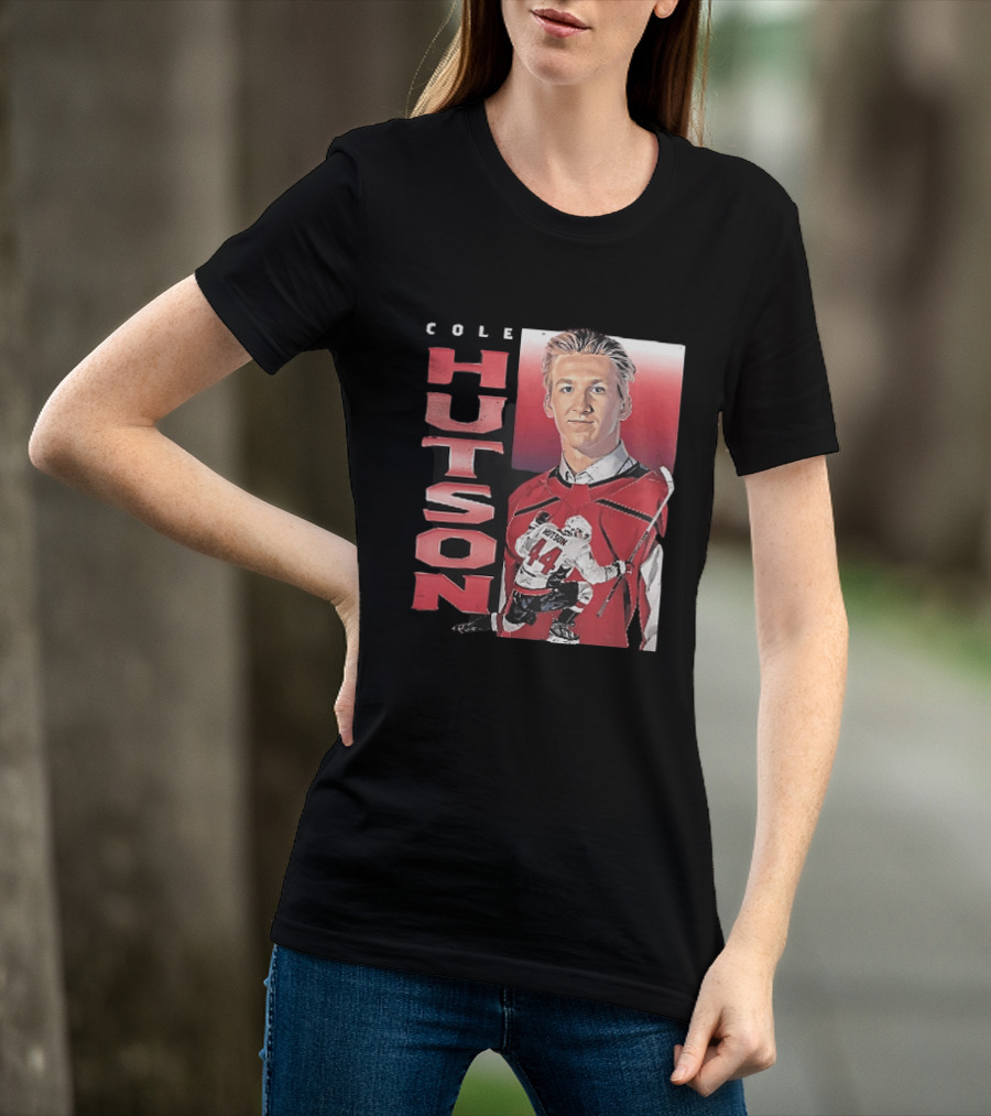 Cole Hutson Ice Hockey Player Red Jersey Number 44 Celebration T-Shirt