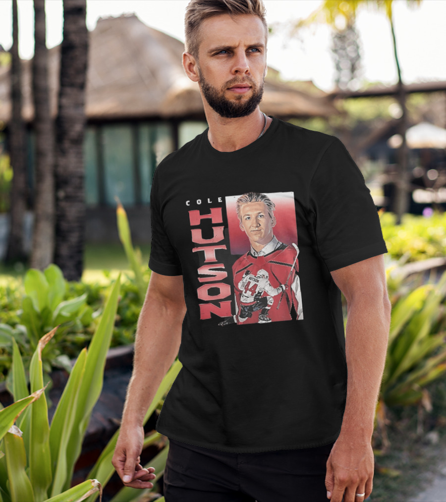 Cole Hutson Ice Hockey Player Red Jersey Number 44 Celebration T-Shirt