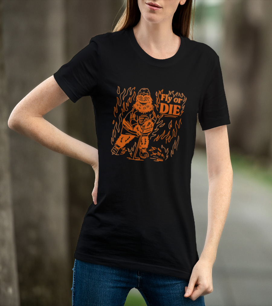Fly Or Die Gritty Philadelphia Flyers Hockey Flame T-Shirt