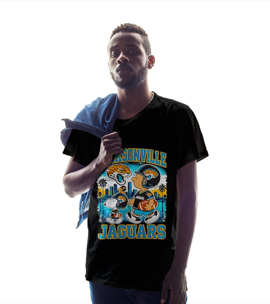 Jacksonville Jaguars Snoopy Woodstock Skyline 2026 Football T-Shirt