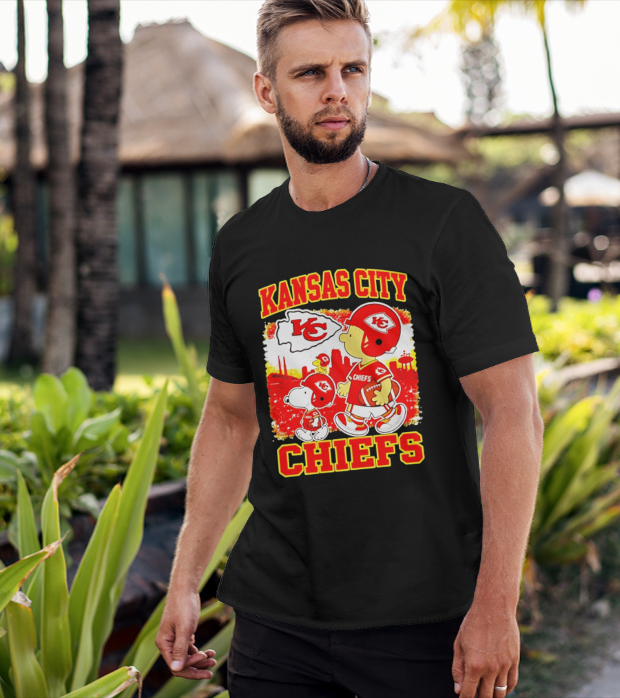 Kansas City Chiefs Snoopy Woodstock Skyline Football 2026 T-Shirt