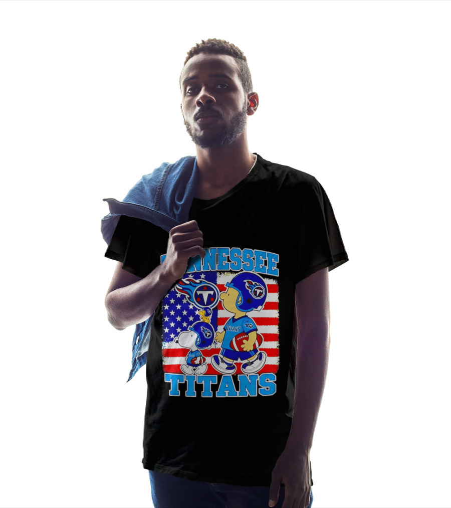 Tennessee Titans Snoopy Woodstock American Flag NFL Football 2026 T-Shirt