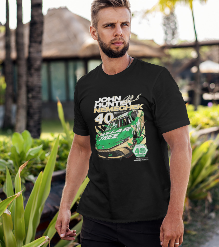 John Hunter Nemechek Dollar Tree 301 40th Anniversary 2026 Green Gold Toyota Camry Nascar New Hampshire Est 1986 T-Shirt