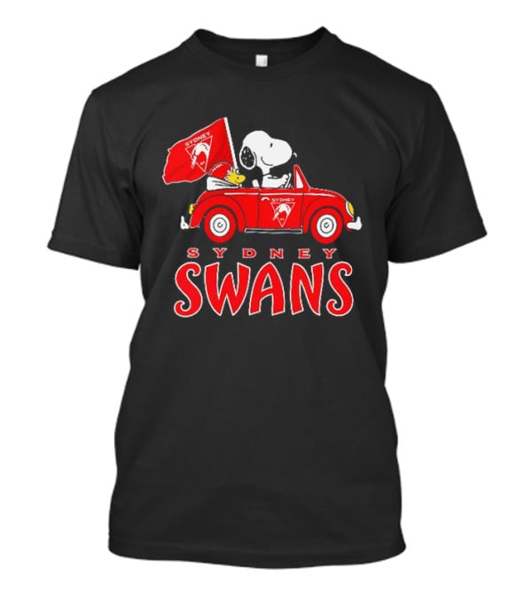 Sydney Swans Snoopy Woodstock Red Car Banner T-Shirt