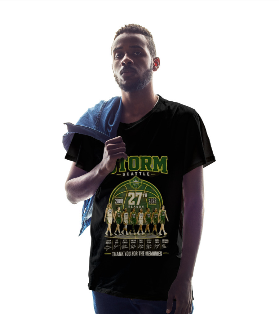 The Storm Seattle 27th Season 2000 2026 Thank You For The Memories Sue Bird Jewell Loyd Breanna Stewart Sami Whitcomb Noelle Quinn Ezi Magbegor T-Shirt