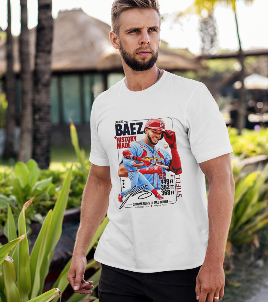 Joshua Baez St. Louis Cardinals Historic MLB Debut 3 Home Runs Wrigley Field T-Shirt