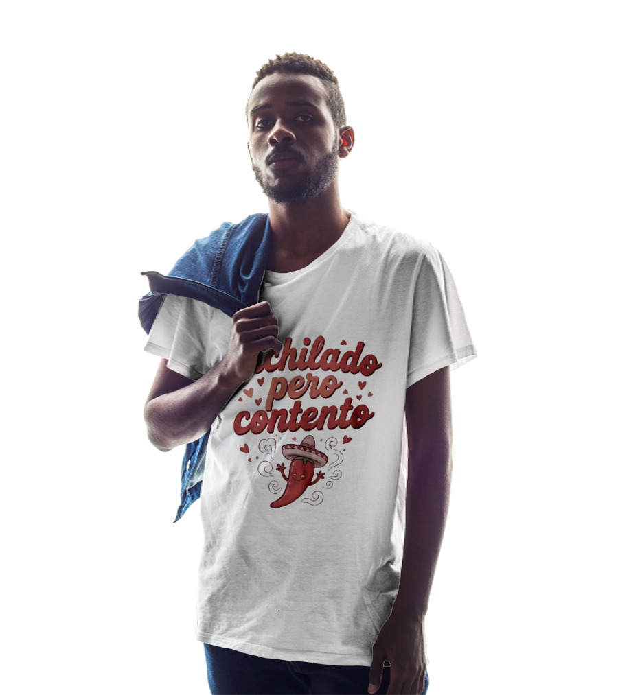 Enchilado Pero Contento Sombrero Chili Pepper Cartoon Hearts T-Shirt