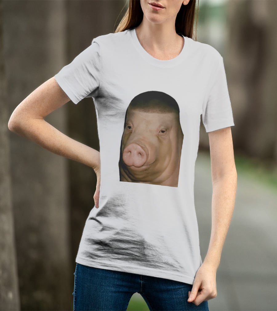 Photorealistic Close Up Pig Face Edgar Haircut Cutout T-Shirt