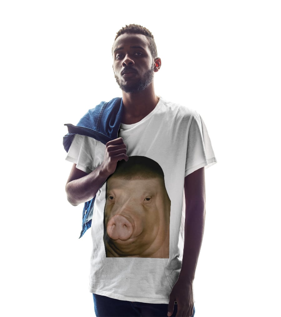 Photorealistic Close Up Pig Face Edgar Haircut Cutout T-Shirt