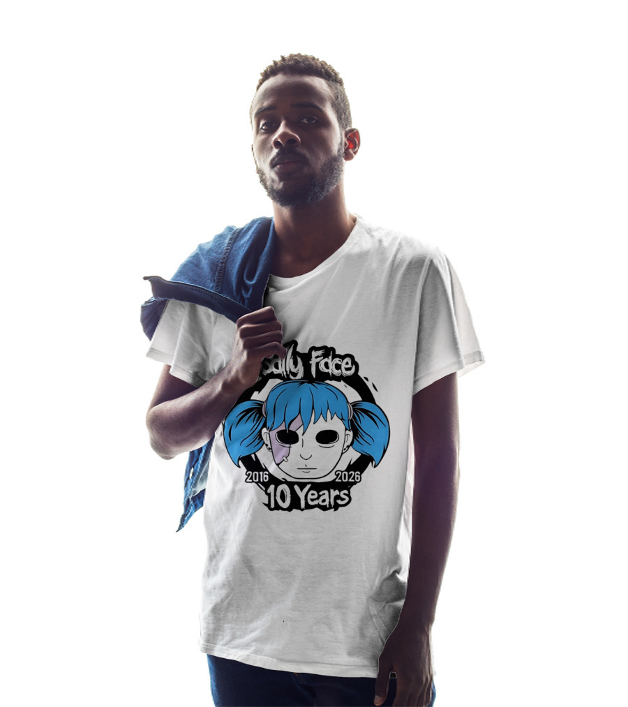 Sally Face 10 Years Anniversary 2016 2026 Blue Hair Mask Face T-Shirt