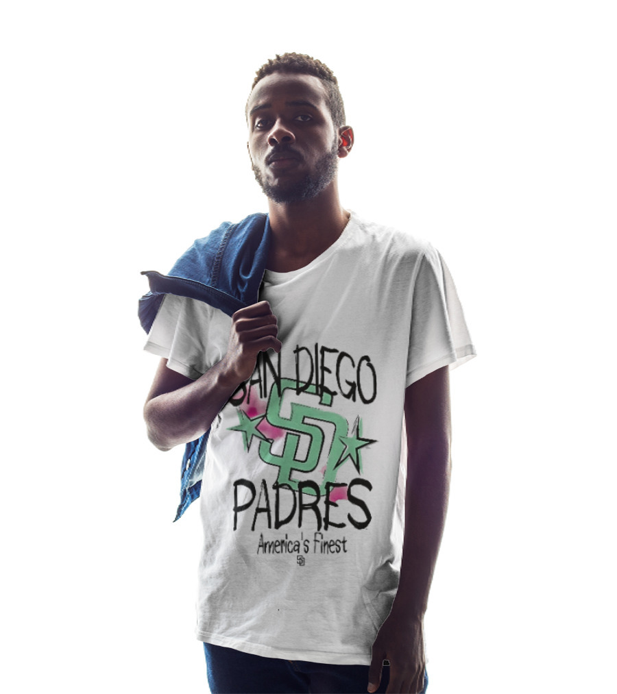 San Diego Padres America's Finest Mint Pink Watercolor Stars T-Shirt