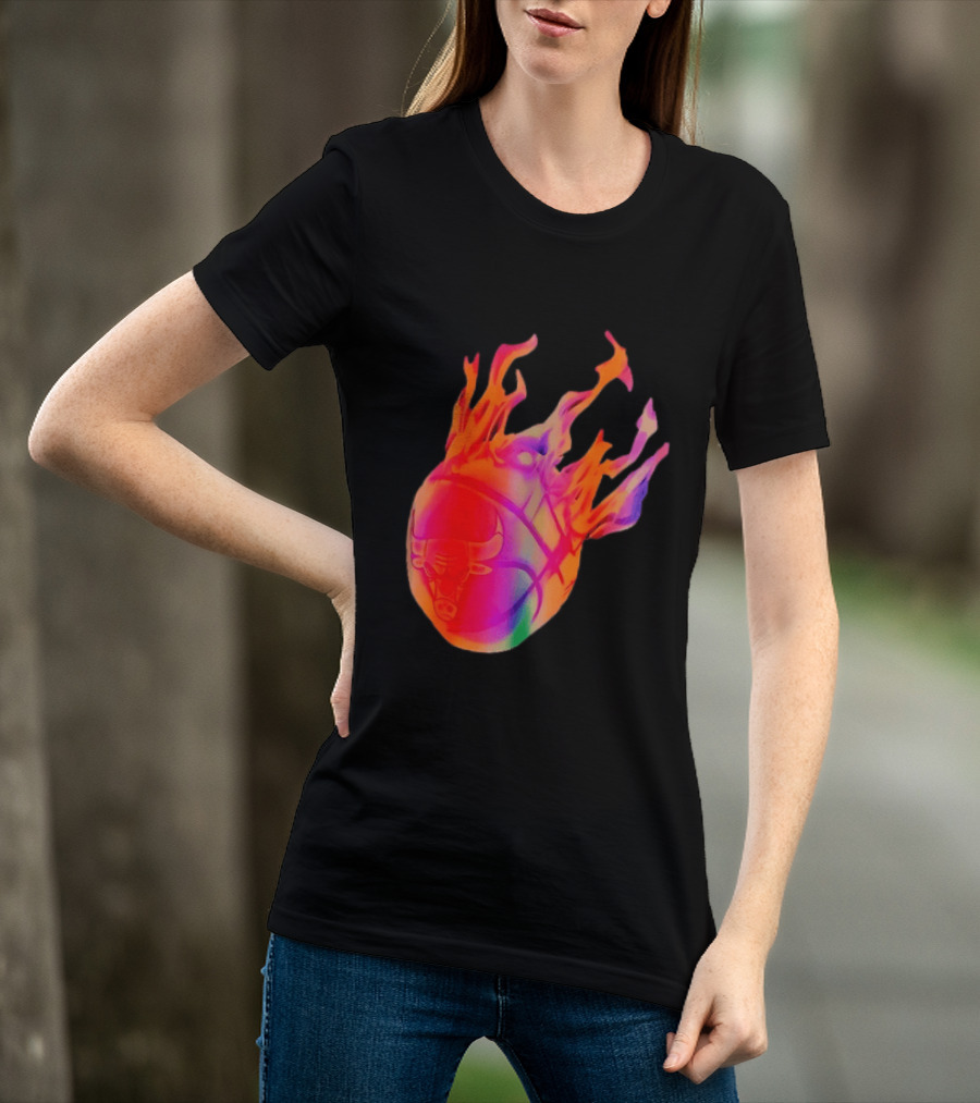 Chicago Bulls NBA Basketball Flaming Fireball NBA Fans Merchandise T-Shirt