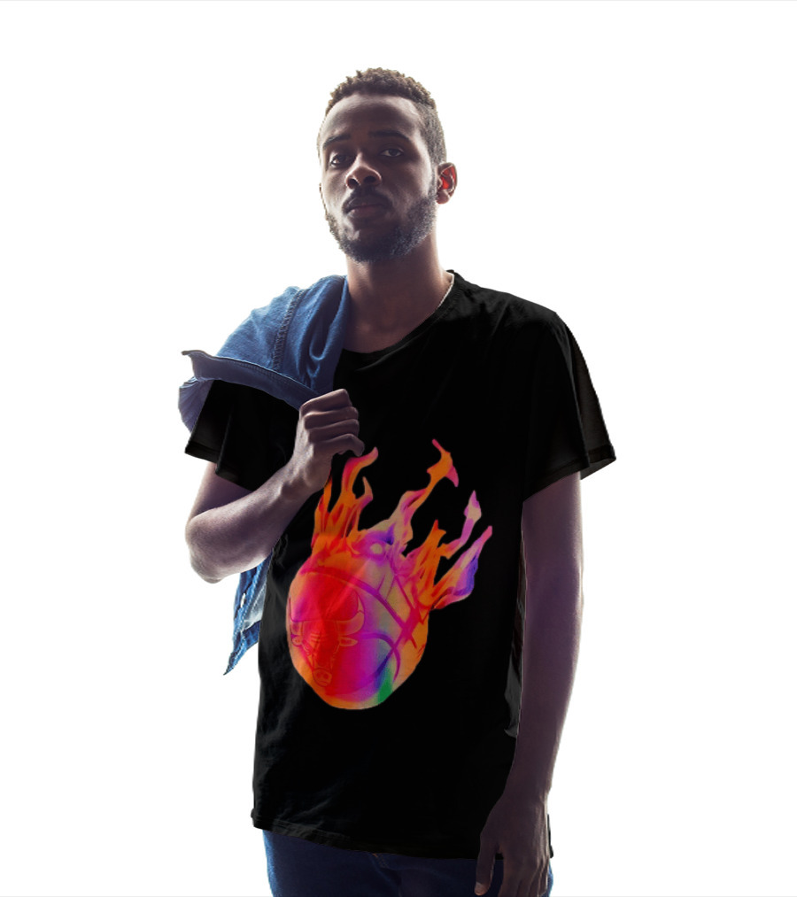 Chicago Bulls NBA Basketball Flaming Fireball NBA Fans Merchandise T-Shirt