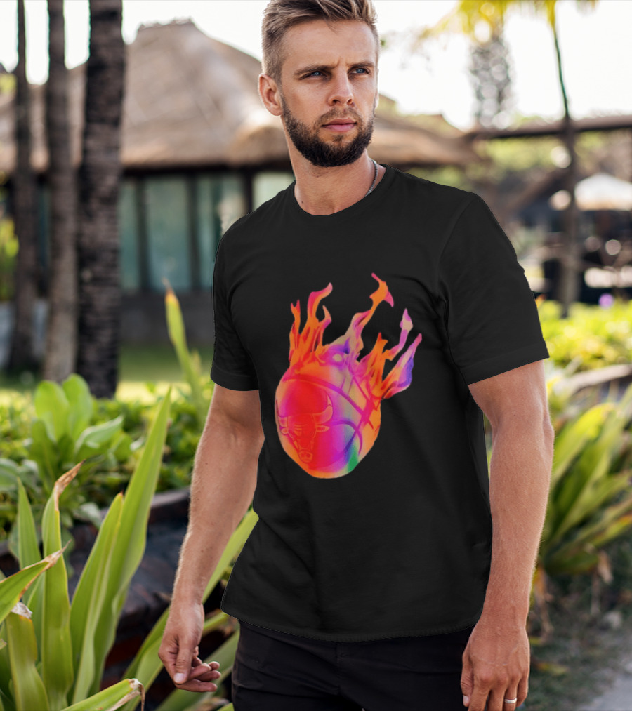Chicago Bulls NBA Basketball Flaming Fireball NBA Fans Merchandise T-Shirt
