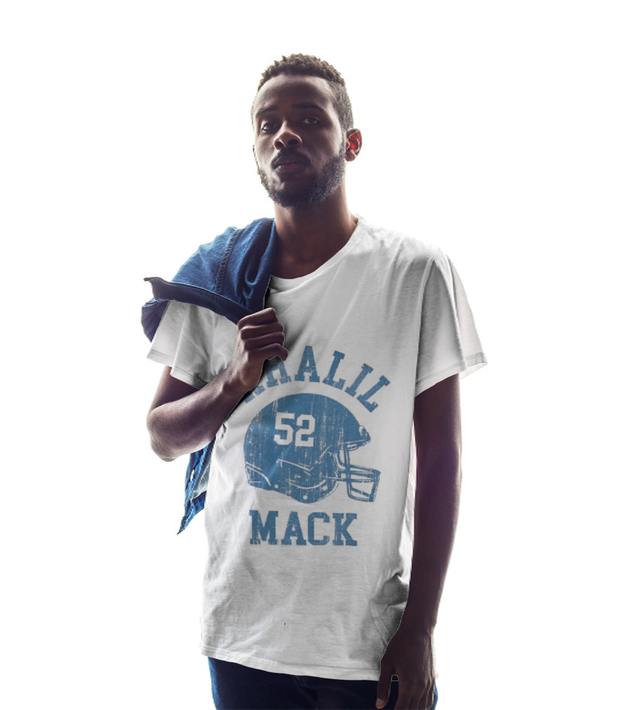 Khalil Mack 52 Distressed Powder Blue Football Helmet T-Shirt
