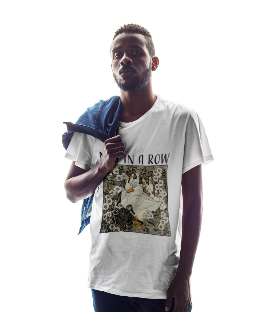 Not In A Row Ducks Floral Pattern Botanical T-Shirt