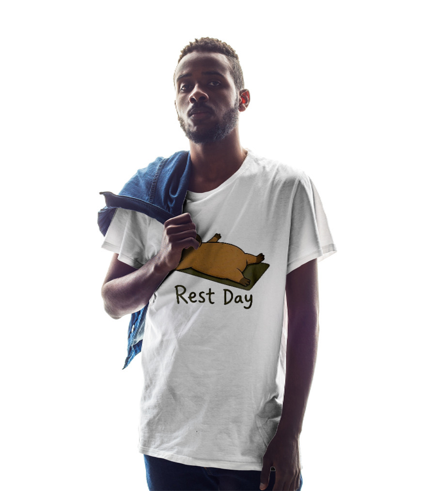 Rest Day Capybara Relaxing On Yoga Mat Cartoon T-Shirt