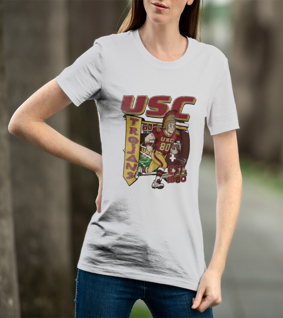 USC Trojans Football Player Cartoon Scoreboard Est 1880 T-Shirt
