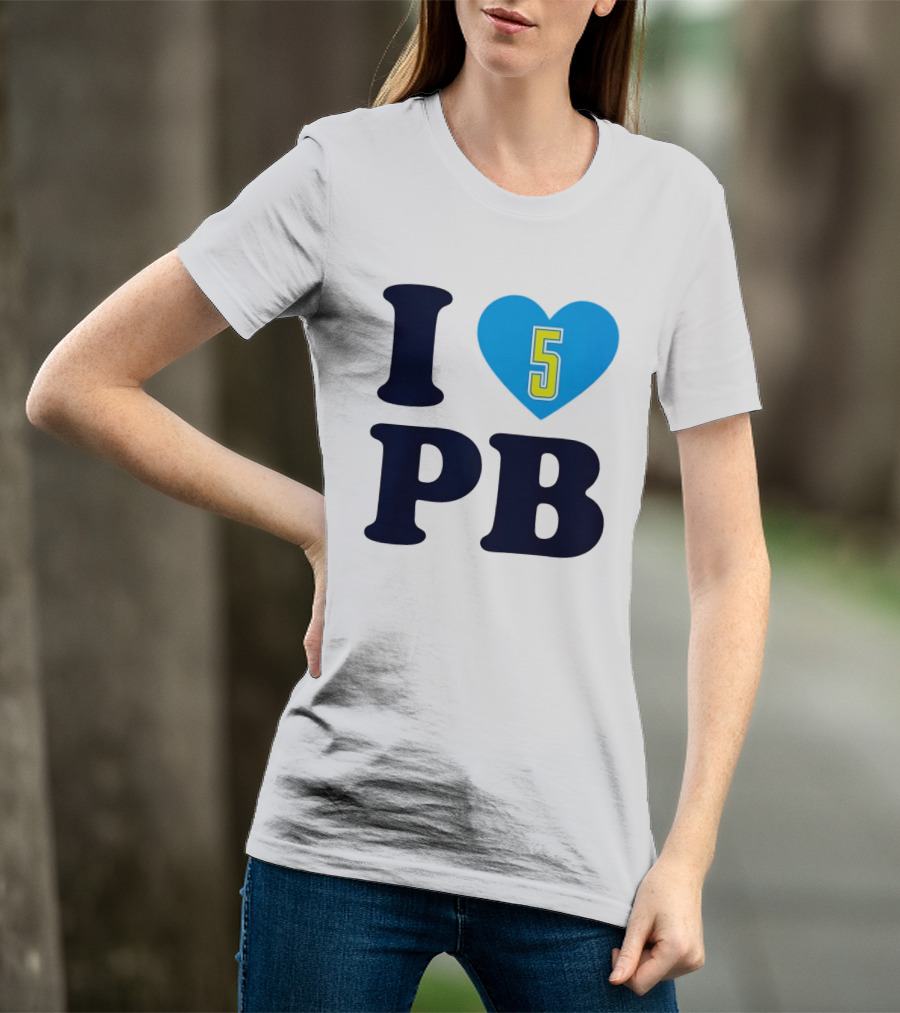I Love PB Heart 5 Blue And Yellow T-Shirt
