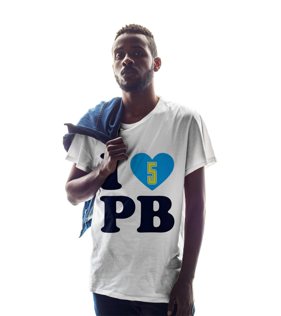 I Love PB Heart 5 Blue And Yellow T-Shirt