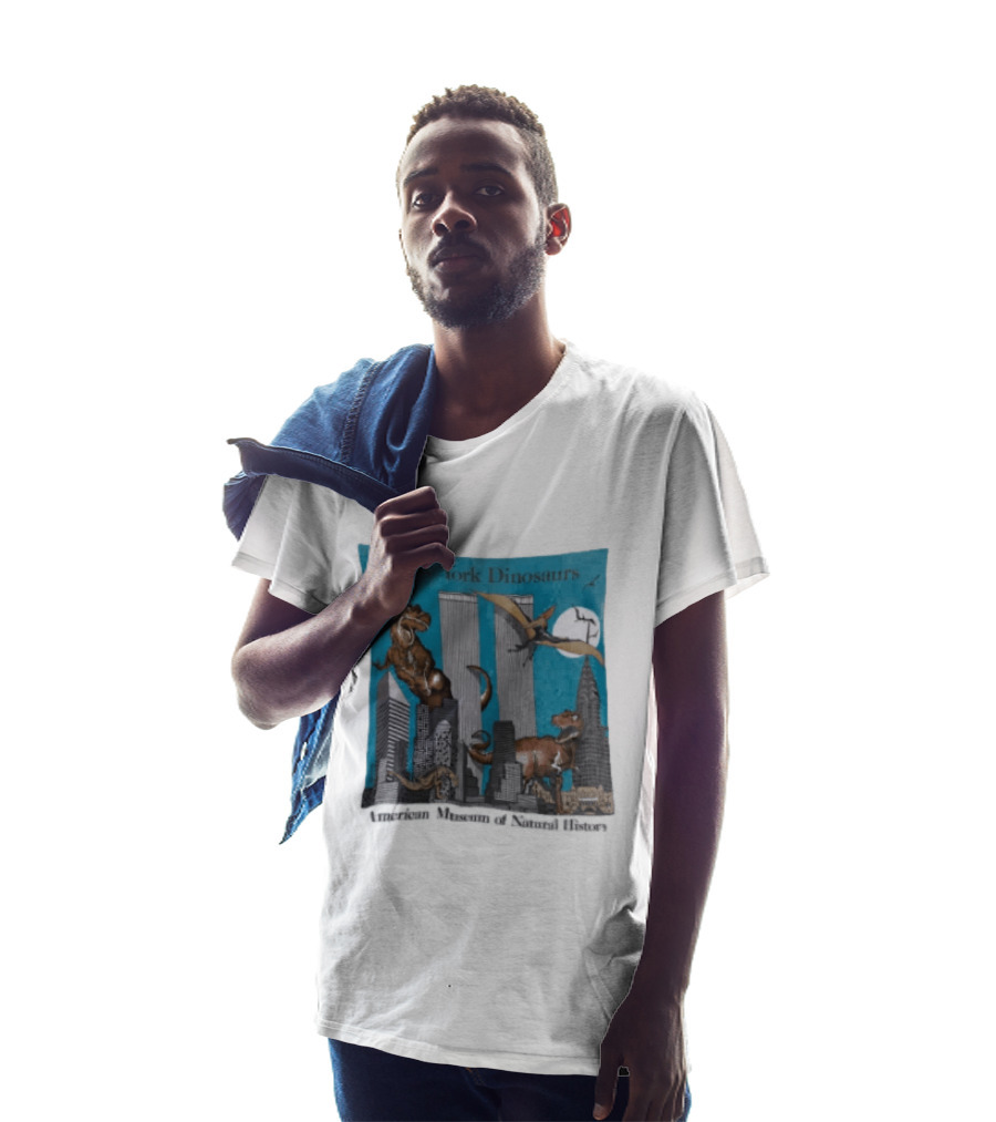New York Dinosaurs American Museum Of Natural History Twin Towers Scene T-Shirt