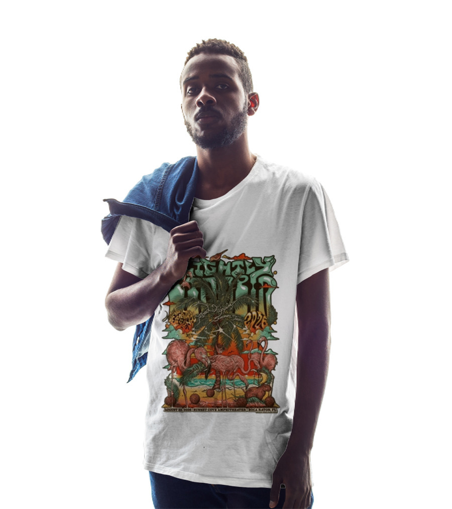 Slightly Stoopid August 22 2026 Ice Drippin Summer Tour Sunset Cove Amphitheater Boca Raton FL Flamingos Palms T-Shirt
