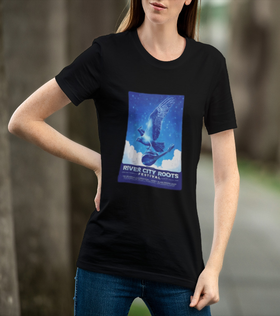 River City Roots Festival 2026 Missoula MT 20th Annual Event Bird And Mandolin T-Shirt