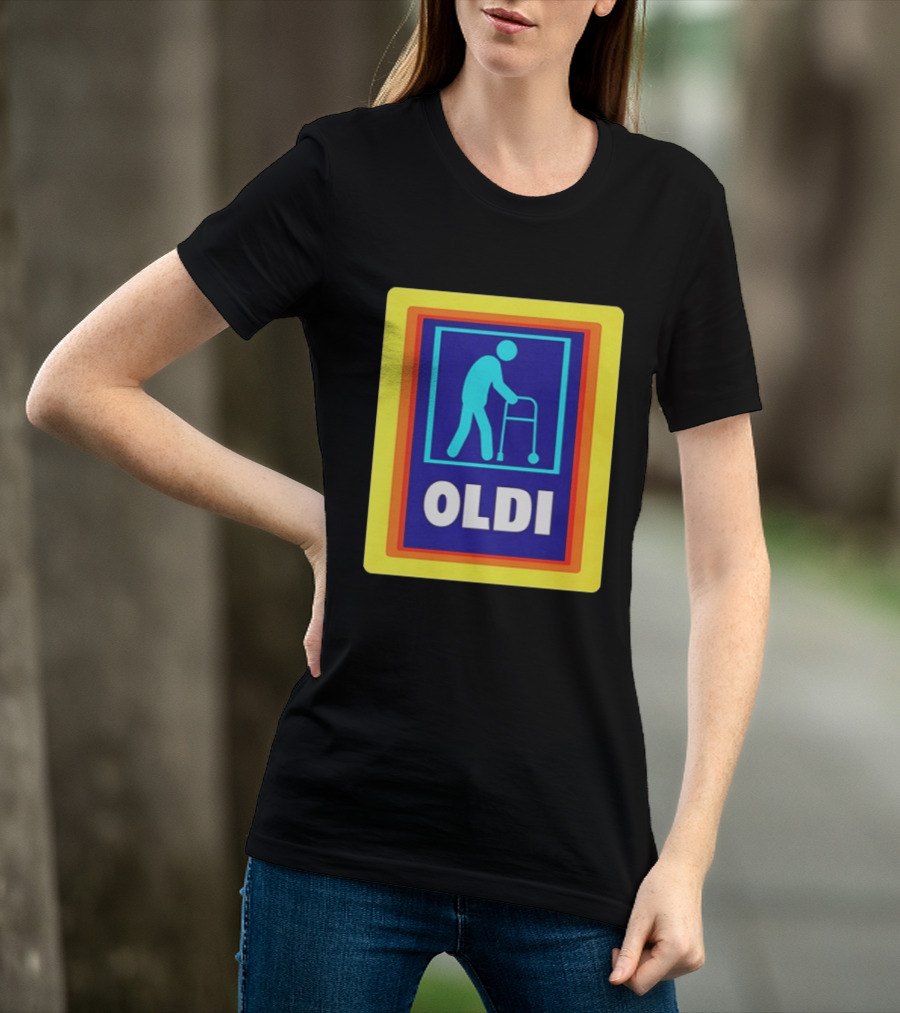 Oldi Elderly Walker Parody Aldi T-Shirt