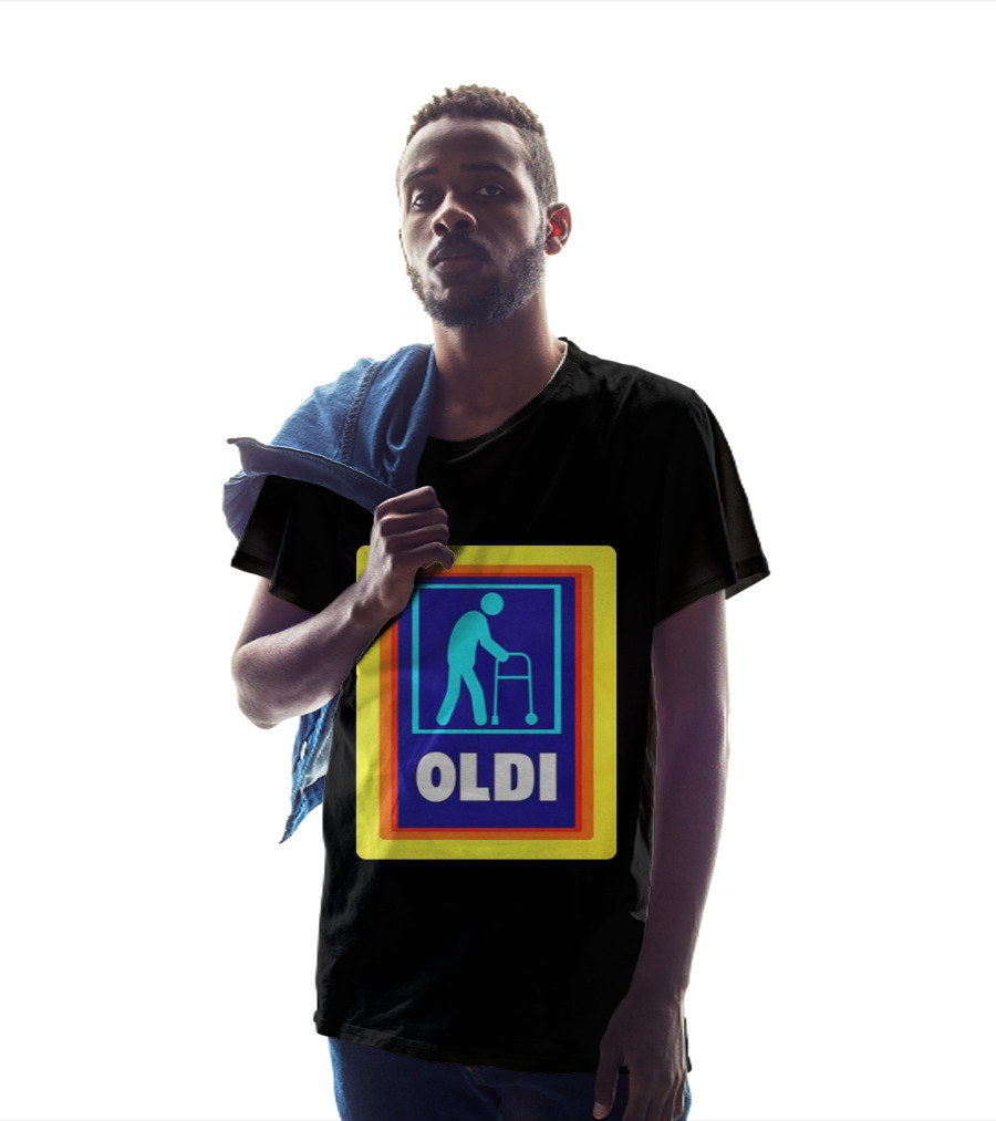 Oldi Elderly Walker Parody Aldi T-Shirt